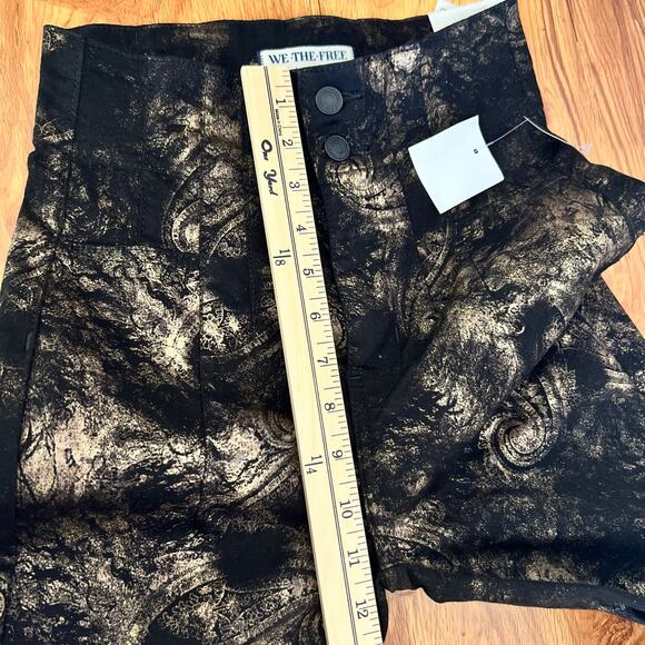 Free People Jayde Metallic High Rise Flare Leg Jeans In Black Tie Size 26 - Picture 13 of 15